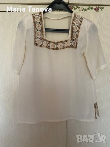 Копринена блуза с бродерия, снимка 1