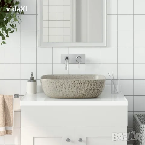 vidaXL Мивка за плот, сив, правоъгълна, 48x37,5x13,5 см, керамика, снимка 2 - Мивки - 56146194