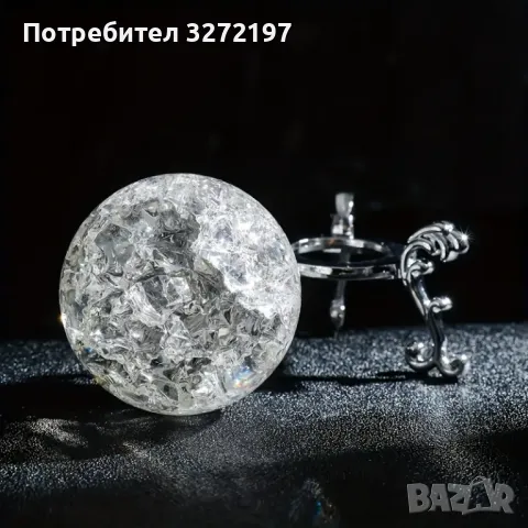 Елегантна Ледена Кристална Топка с Измръзнал Изглед,с метална стойка в сребрист цвят,Фенг Шуй, снимка 2 - Декорация за дома - 48254382