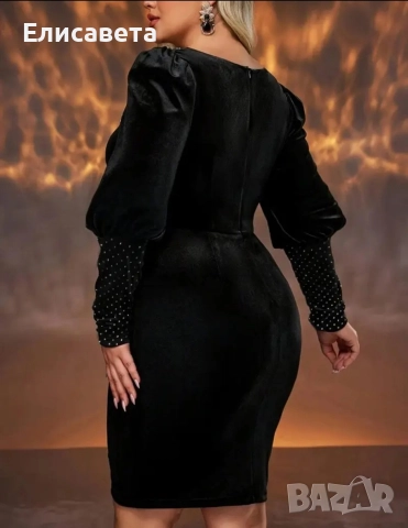 Дамска модерна рокля велурена , снимка 3 - Рокли - 51509408