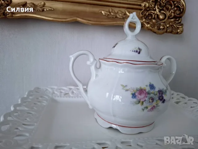 Стар български порцелан Чайник и Захарница , снимка 4 - Антикварни и старинни предмети - 56139320