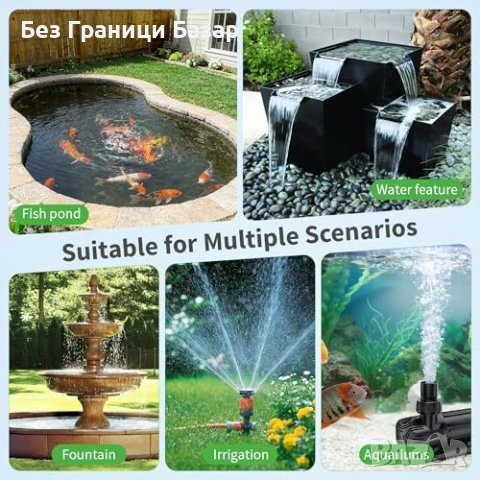 Нова 24V нисковолтова DC помпа 1200 GPH за фонтан/езеро/аквариум + конвертор, снимка 8 - Напояване - 53743736