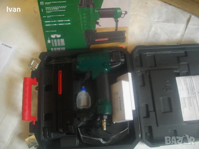 НОВ ПНЕВМАТИЧЕН КОМБИНИРАН ТАКЕР СКОБИ 10-40мм ПИРОНИ 15-50мм ПЪЛЕН КОМПЛЕКТ PARKSIDE, снимка 5 - Други инструменти - 49651954