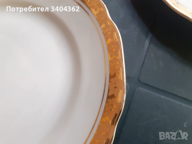 Български порцелан Китка Нови Пазар малки чинии 6 бр позлат, снимка 6 - Антикварни и старинни предмети - 51054837