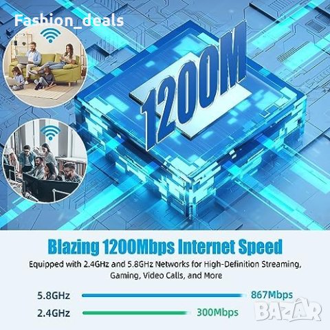 Нов 1200Mbps WiFi удължители усилвател на сигнала за дома Антена интернет, снимка 6 - Друга електроника - 42512198