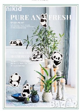 45 бр панда малки самозалепващи лепенки стикери за украса декор картонена торта, снимка 2 - Други - 42199692