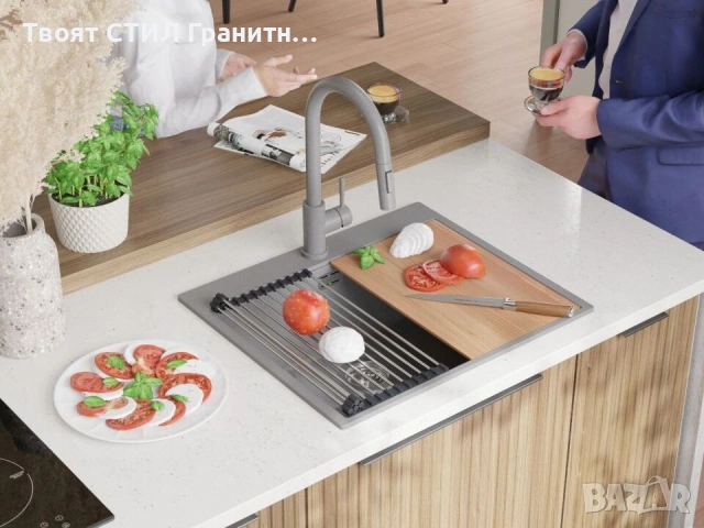 Кухненска Мивка от гранит  Осло XL 500 x 580 mm - Сив, снимка 8 - Други - 37573368