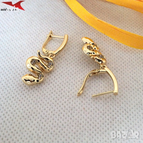 Обеци с 14К златно покритие 2141836, снимка 2 - Обеци - 52718918