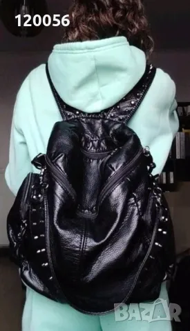 Кожена чанта - раница с капси, снимка 9 - Чанти - 49662933