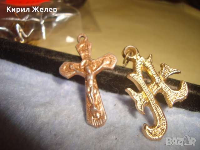 СТАРИ ПОЗЛАТЕНИ КРЪСТЧЕ РАЗПЯТИЕ и БУКВИЧКА А - АРТ ДЕКО МЕДАЛЬОН 26423, снимка 5 - Антикварни и старинни предмети - 36095172