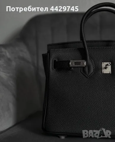 Черна кожена чанта тип Hermes Birkin, снимка 5 - Чанти - 56168868
