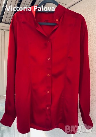 Червена ( малинова) риза JAQUES BRITT тежка коприна, снимка 13 - Ризи - 42655631