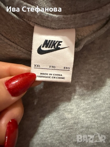 Спортна дамска ватирана памук памучна сива блуза Nike nike 100% оригинал., снимка 3 - Спортни екипи - 52498007