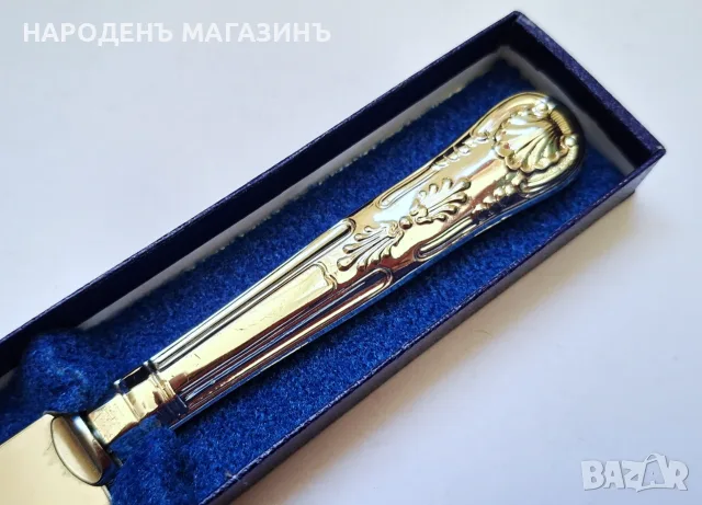 MAYELL - QUEEN ANNE - Англия - НОВ голям нож за торта с посребрена дръжка сервиз , снимка 3 - Други ценни предмети - 56119741