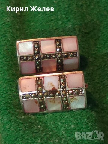 СРЕБЪРНИ СЕДЕФЕНИ АРТ ОБЕЦИ СРЕБРО 925 с ШЛИФОВАН РОЗОВ СЕДЕФ и МАРКАЗИТИ - ЧАСТ от КОПЛЕКТ 27657, снимка 18 - Обеци - 41638266