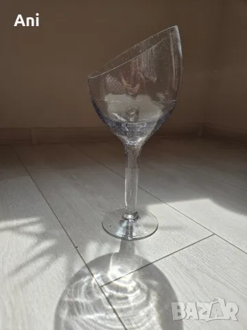 Нестандартна, наполовина отрязана, стъклена чашка, снимка 4 - Чаши - 49919302