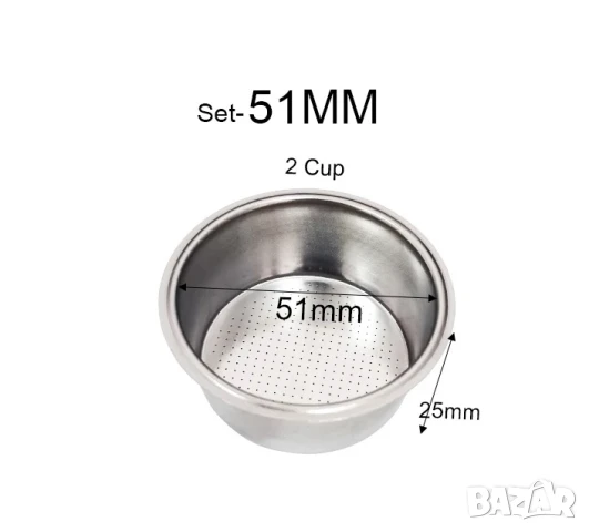 Цедка за кафе, 51мм, стандартна, Филтър за кафе, за кафе машина, сито, метална кошница, еспресо кафе, снимка 4 - Кафемашини - 50676940