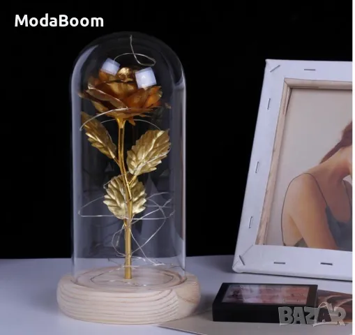 Вечна роза в стъкленица с LED светлина, снимка 7 - Изкуствени цветя - 48506635