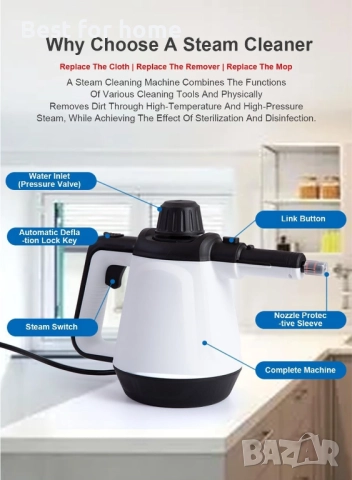 Ръчна парочистачка Kresal  за много повърхности с 12 броя аксесоари, снимка 3 - Парочистачки и Водоструйки - 51511178