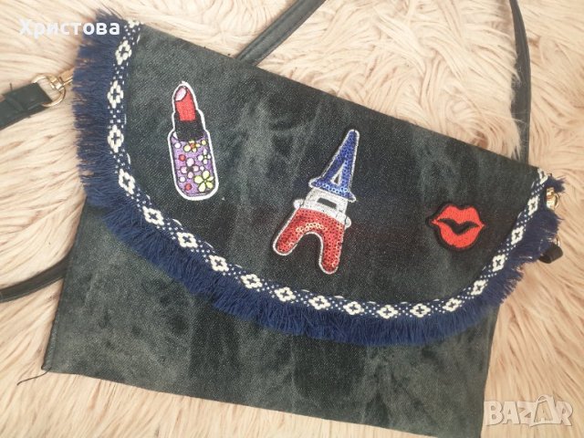 НОВА! Дънкова чанта с щампи - 15,00лв., снимка 2 - Чанти - 41478667