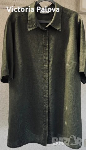 Голяма ленена риза ULLA POPKEN , снимка 2 - Ризи - 50854498