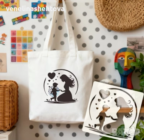 Майка с дете в кръг шаблон стенсил за декорация на торта скрапбукинг дърво текстил , снимка 4 - Други - 52741956