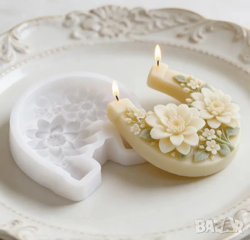 Молд конска подкова с цветя , снимка 2 - Форми - 53521886