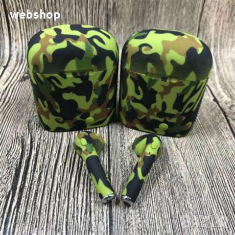БЕЗЖИЧНИ СЛУШАЛКИ СЪС ЗАРЕЖДАЩ КЕЙС V4.2+DER I7 TWS CAMOUFLAGE, снимка 4 - Безжични слушалки - 35997071