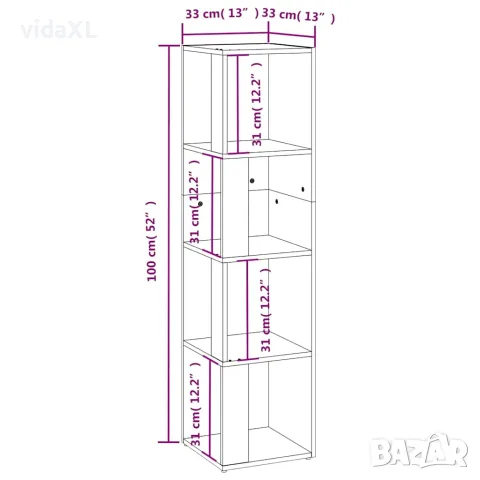 vidaXL Ъглов шкаф, черен, 33x33x132 см, инженерно дърво, снимка 8 - Шкафове - 56147855