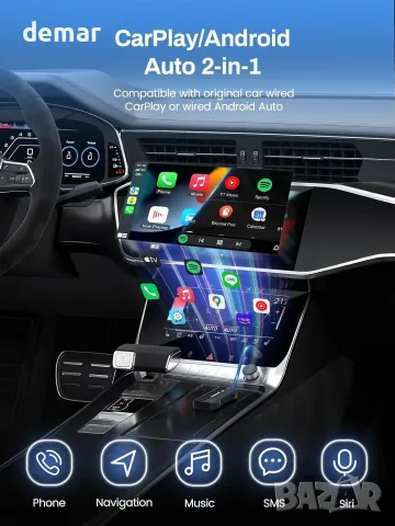 Безжичен CarPlay & Android Auto адаптер Lemorele (Wireless CarPlay Dongle) 2-в-1, снимка 2 - Аксесоари и консумативи - 55777165