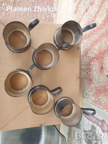 Шест броя дебело посребрени подстаканици - СССР на тема Спутник, снимка 4 - Чаши - 53427935