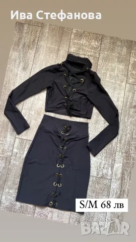 Нов секси черен елегантен сет комплект костюм две части пола висока талия топ еластична материя .