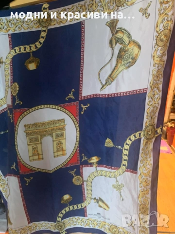 Разкошен копринен винтидж шал Parfums Creatifs Paris, снимка 5 - Шалове - 53632152