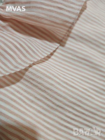 Нов дамски топ розово бял с деколте лодка и волани S размер, снимка 5 - Корсети, бюстиета, топове - 49537067