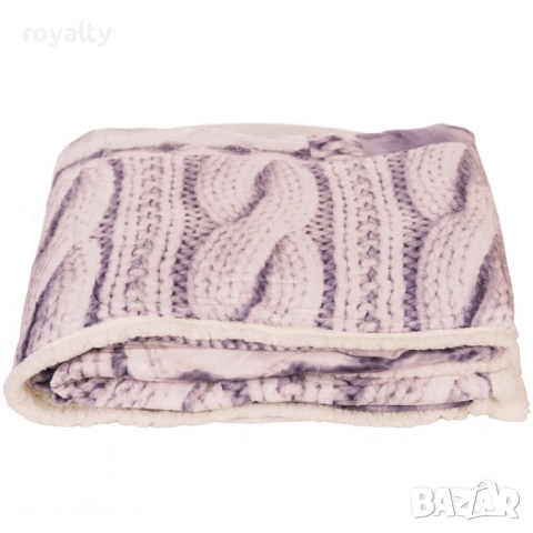 Пухкаво одеяло щампа плетиво сиво, 155*200 см, снимка 2 - Други - 52182715