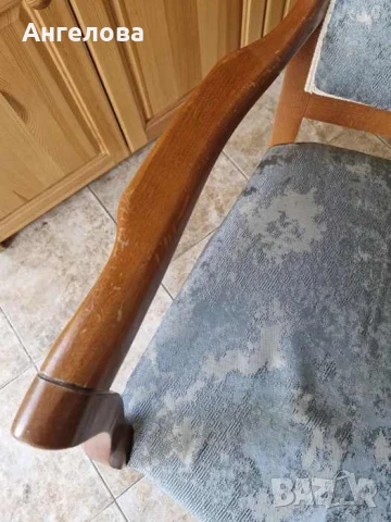 Старинно кресло от дърво с нова тапицерия, снимка 2 - Столове - 51271532