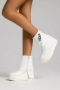 Боти на платформа - бяла кожа - DHG55 , снимка 2