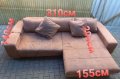 Кафяв ъглов диван с електрически функции, снимка 1 - Дивани и мека мебел - 36002991