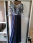 Синя дълга рокля за кума размер 38, снимка 1