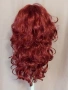 55 см Къдрева перука в черно и медено червено , снимка 5