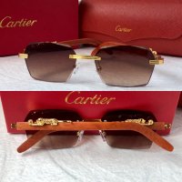 Cartier висок клас слънчеви очила Мъжки Дамски слънчеви с дървени дръжки, снимка 3 - Слънчеви и диоптрични очила - 41949038