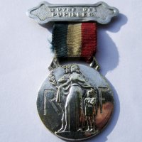 Медал, Орден, Нагръден знак на френската пожарна Пожарникари от 1938 г, снимка 1 - Антикварни и старинни предмети - 38929913