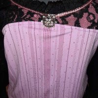 Комплект от дантела-пола и блузка в розово, снимка 3 - Рокли - 35842241