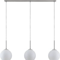 висяща лампа - 3 лампи - стъкло, метал - E27 - бяло, сатениран никел, снимка 7 - Лампи за таван - 41966994