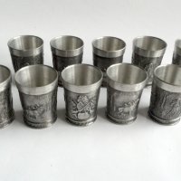 Калаени Zinn малки ловджийски чашки за ракия с ловни мотиви, снимка 7 - Антикварни и старинни предмети - 41368521