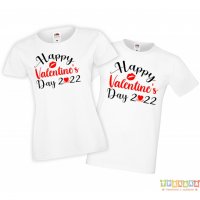 Tениски за влюбени Свети Валентин Happy Valentine day 2022 4, снимка 3 - Тениски - 35717710