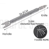 Survival тактическа гривна с нож карамбит за оцеляване 3,6м паракорд, снимка 9 - Екипировка - 42055401