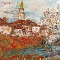 Рисувана, маслена картина "Мостът в Трявна", снимка 1 - Картини - 44812267