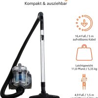 Цилиндрична прахосмукачка без торба AmazonBasics, 1,5 L, 700 W [енергиен клас A], снимка 1 - Прахосмукачки - 40950691