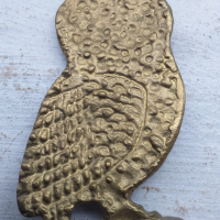 Бухал сова бронз емайл фигура, снимка 3 - Антикварни и старинни предмети - 36129132
